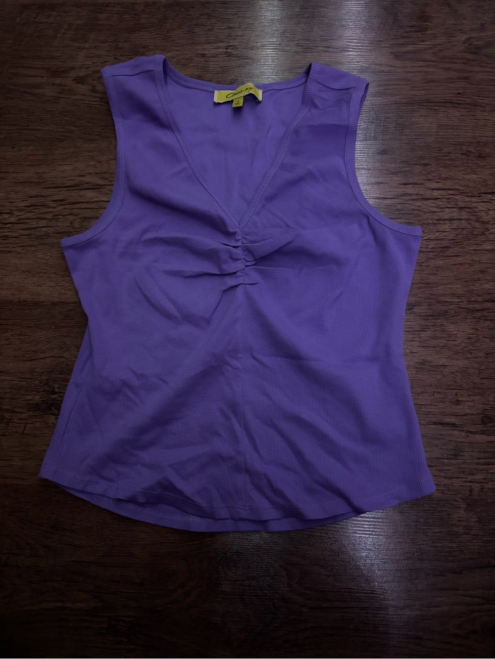 V-Neck Ruched Muscle Tank in Purple
